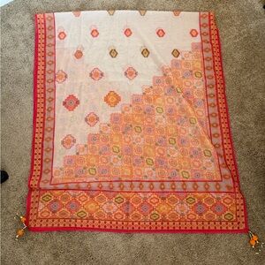 Pink & Orange Floral Printed Dupatta